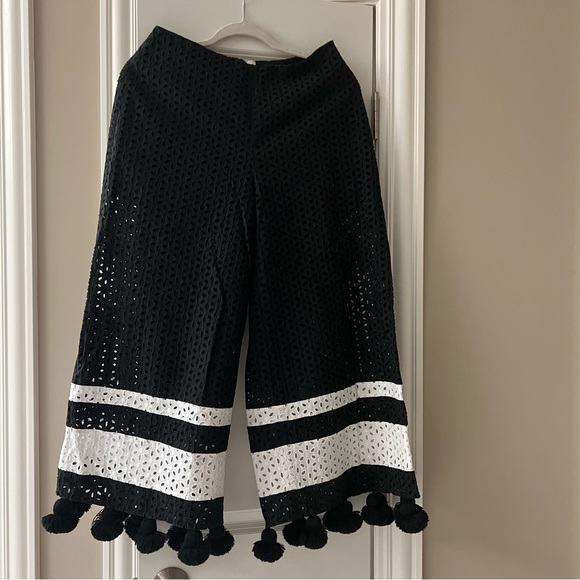 Monse weekend vacation pants color block embroidered Pom Pom hem - Picture 1 of 6